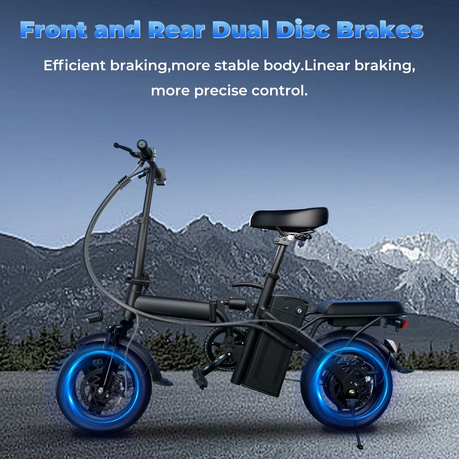 500W Folding Electric Bike 20 MPH (≤25 km/h) 48V 10.4Ah Removable Battery, 14-Inch Wheels, Dual Shock Absorption, Front Basket